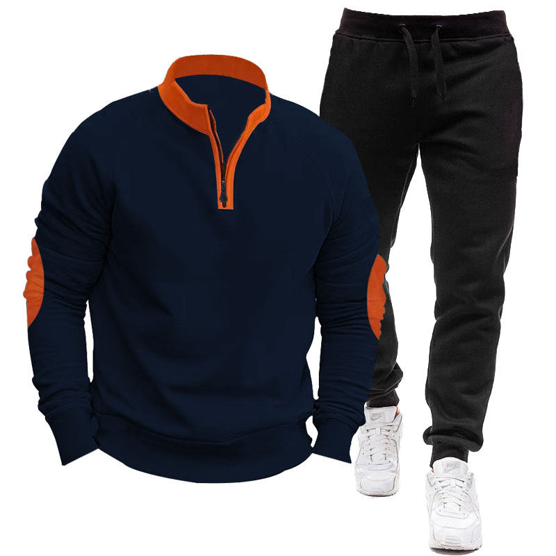 Herren Sportliches Hoodie- und Jogginganzug-Set mit kontrastierenden Ärmelakzenten