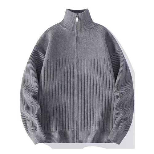 Herren Strukturierter Strickpullover mit halbem Reißverschluss und Rippenstruktur Shop Nory