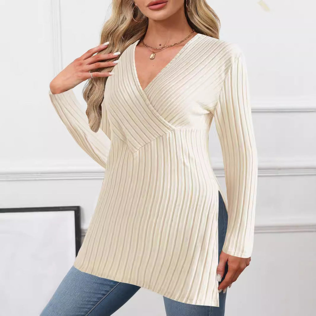Damen Wickeloberteil mit strukturiertem Rippendesign und modernem Schnitt