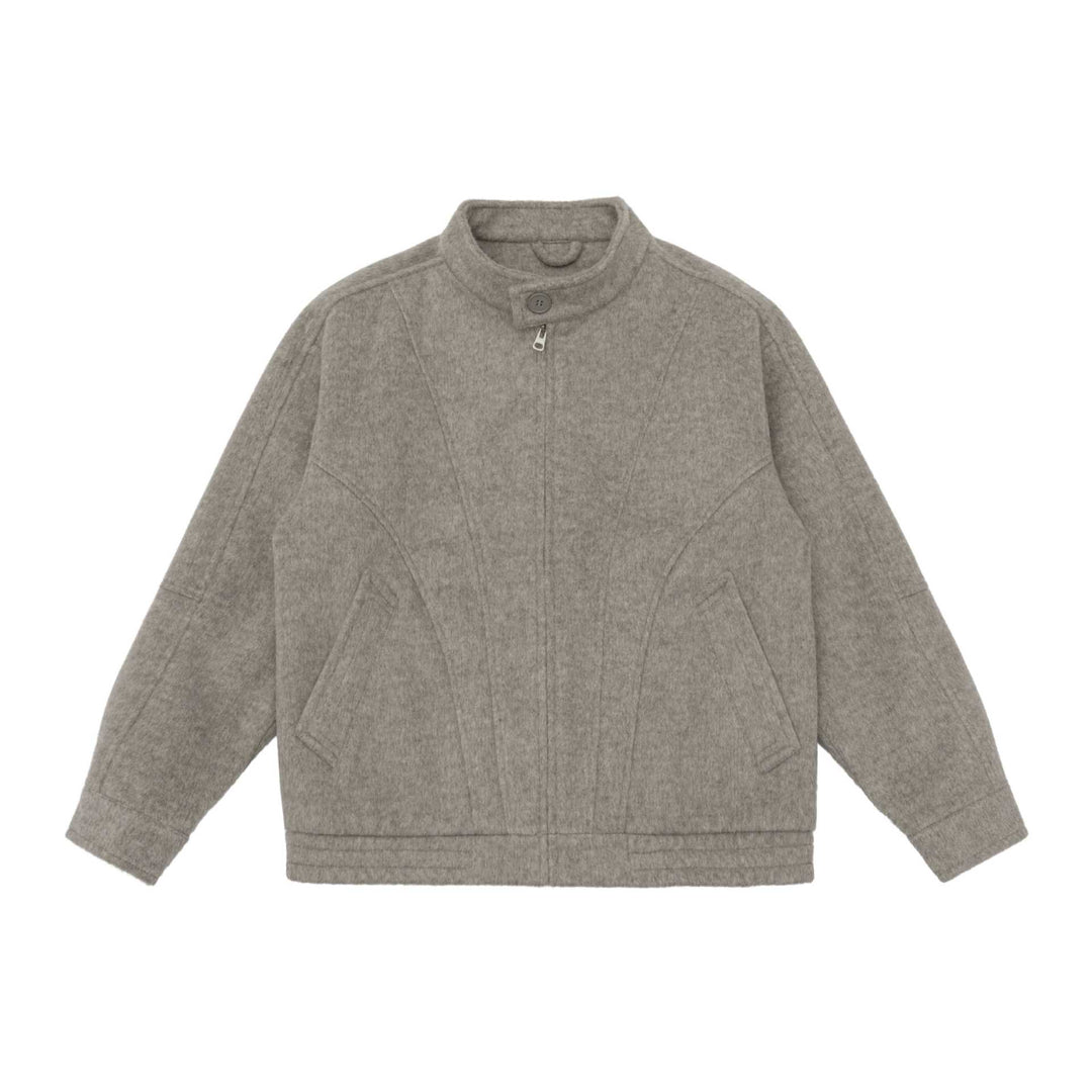 Unisex Kastig geschnittene Wollmix-Blousonjacke mit hohem Stehkragen und verdecktem Reißverschluss Shop Nory
