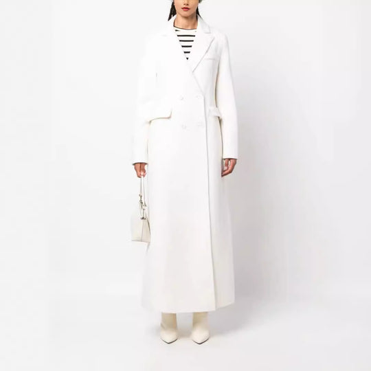 Damen Doppelreihiger Maxi-Mantel aus Wollmix mit tailliertem Schnitt Shop Nory