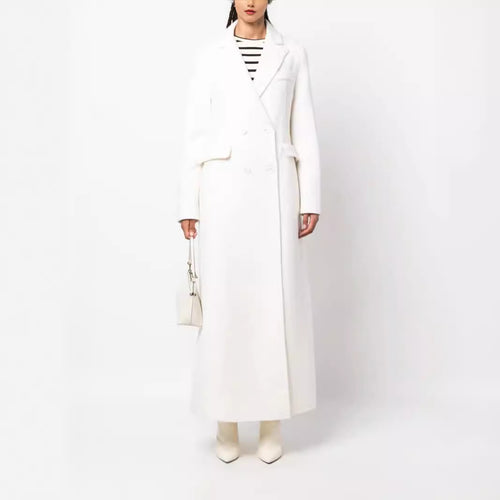 Damen Doppelreihiger Maxi-Mantel aus Wollmix mit tailliertem Schnitt Shop Nory