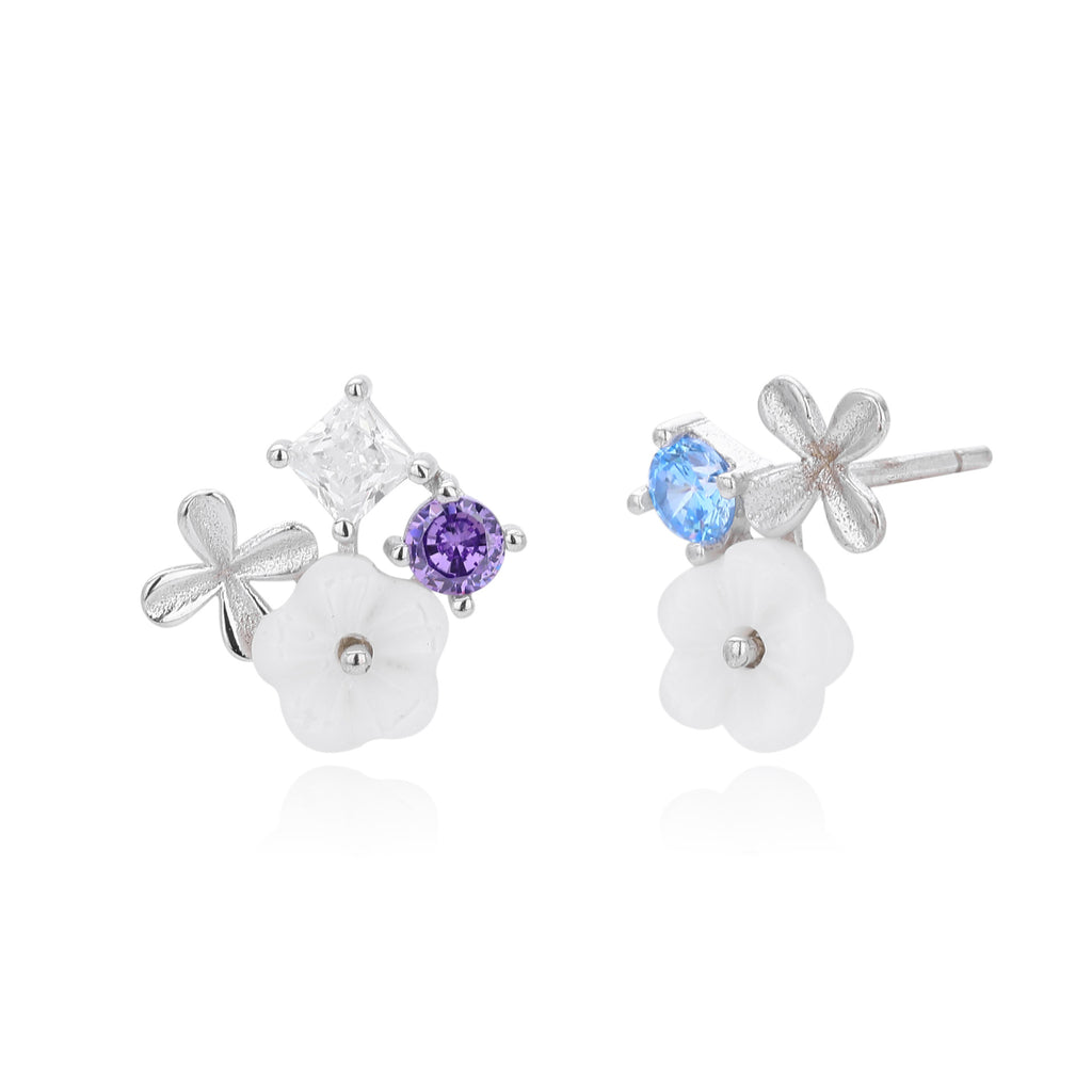 Damen Ohrstecker mit funkelnden Zirkonia in elegantem Blüten-Design Shop Nory