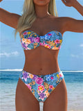 Damen Bikini-Set mit einem eleganten Bustier-Oberteil und hohem Beinausschnitt