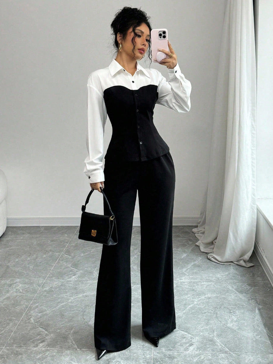 Damen Eleganter Blazer mit hochgeschnittenem Hosenanzug Shop Nory