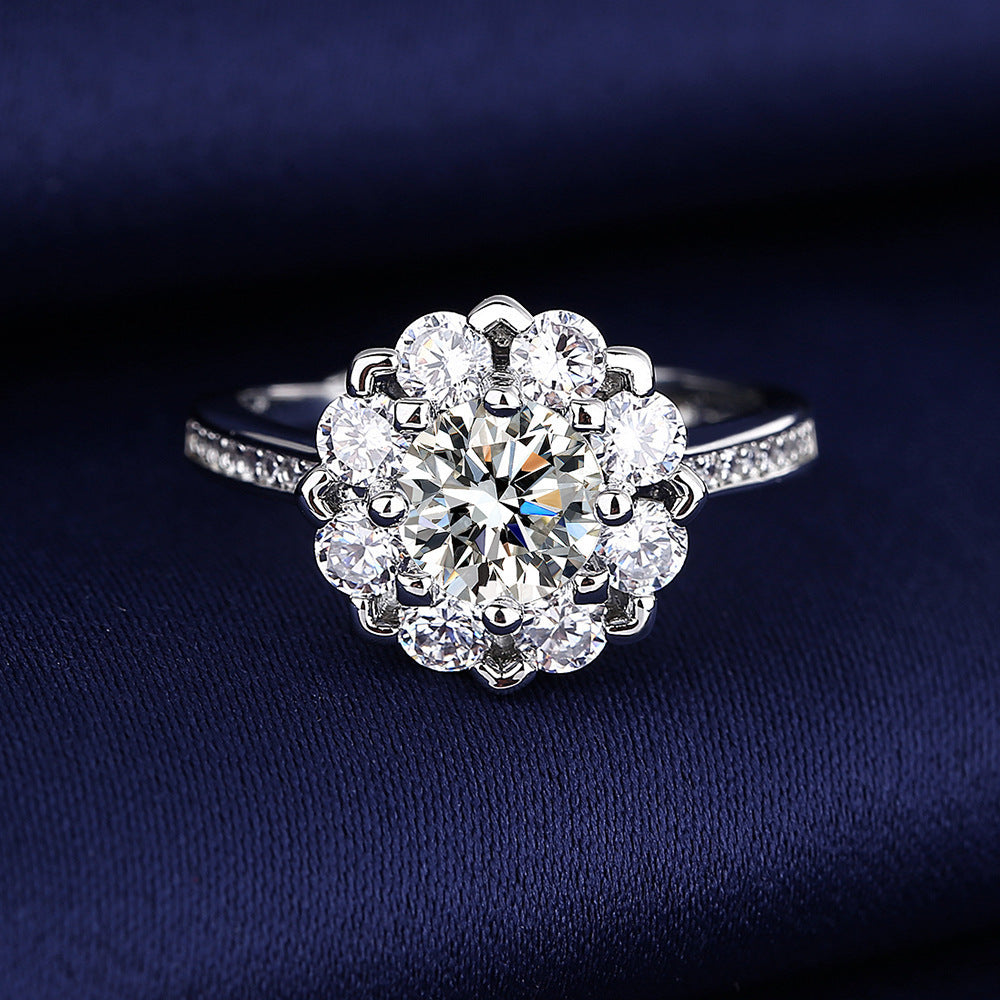 Damen zierlicher Blütenschmuck Ring mit funkelnden Steinen Shop Nory