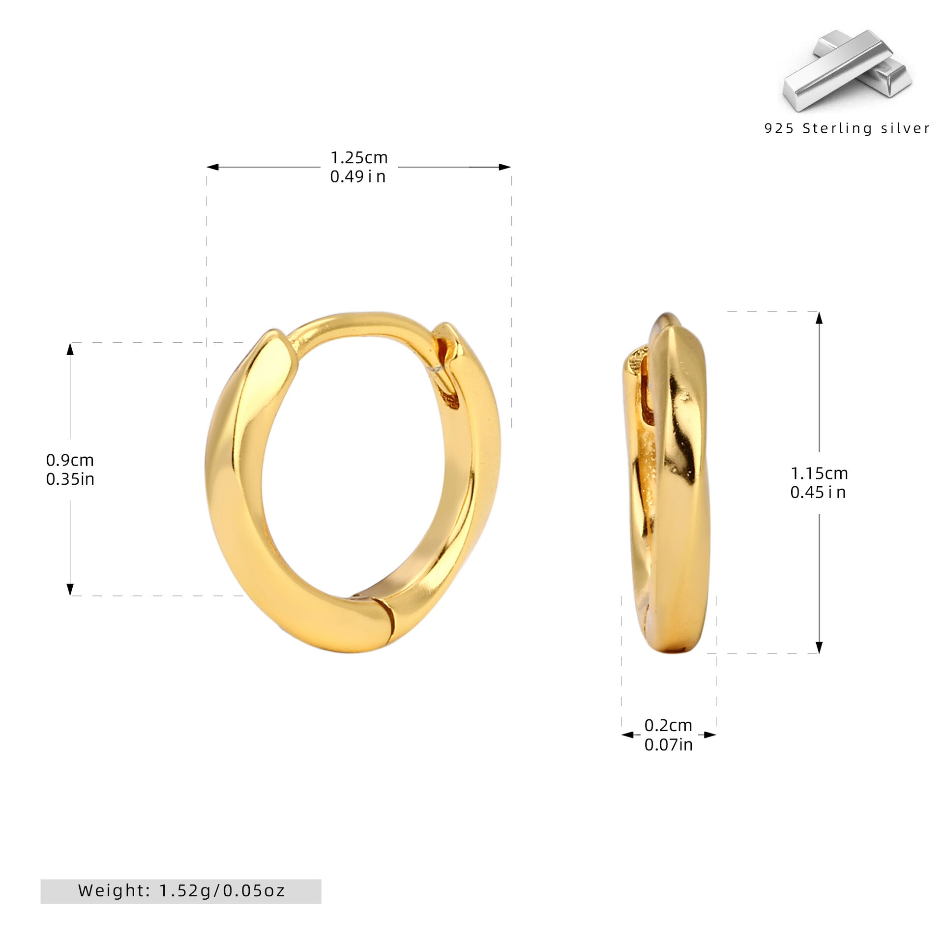 Damen Creolen mit elegantem, geschwungenem Design aus 925 Sterling Silber Shop Nory