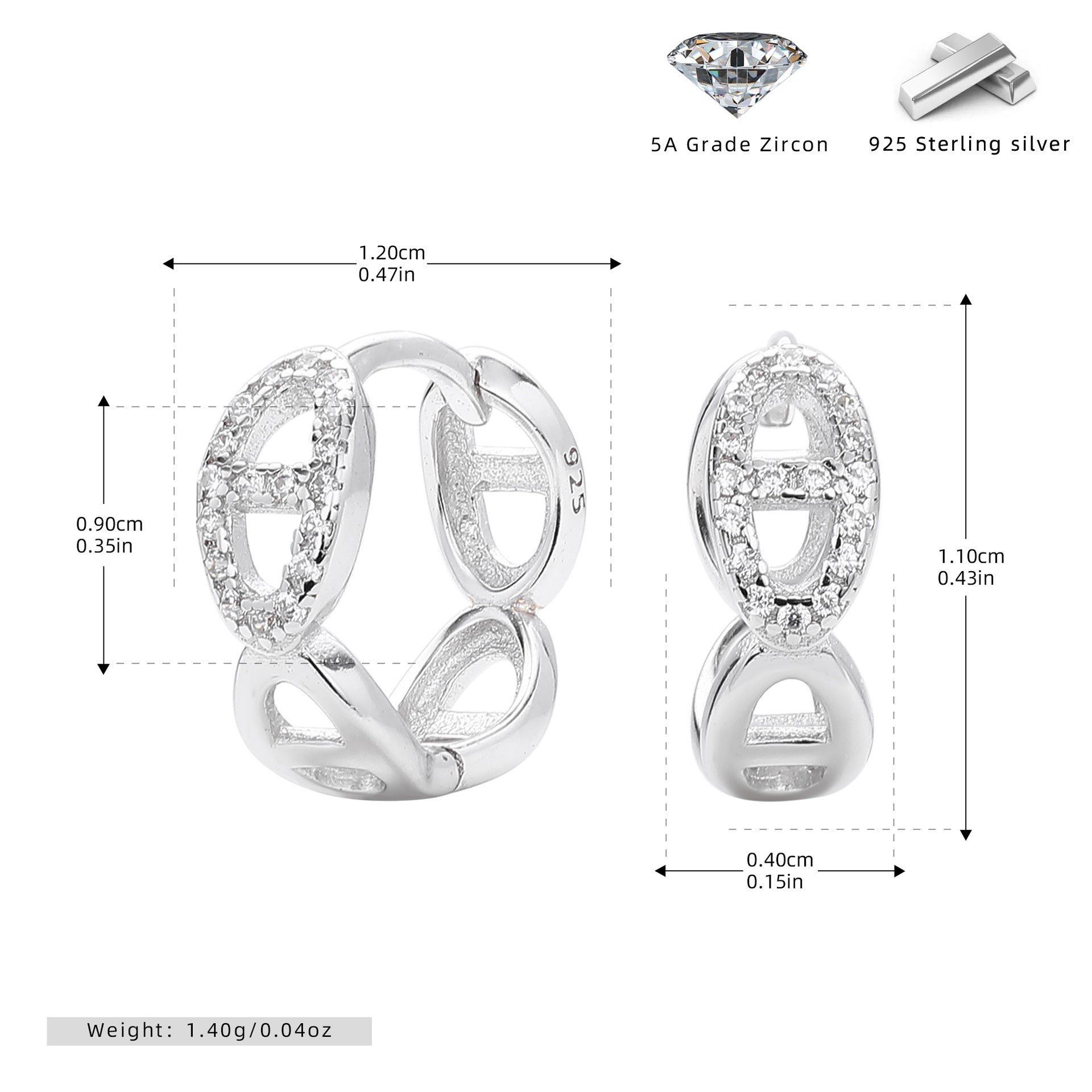 Damen Ohrhänger mit luxuriösen Zirkon-Akzenten aus hochwertigem 925 Sterlingsilber Shop Nory
