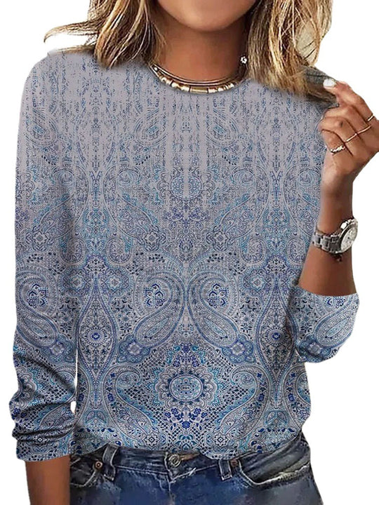Damen Langärmeliges Oversize-Sweatshirt mit abstraktem Aquarell-Mosaikprint Shop Nory