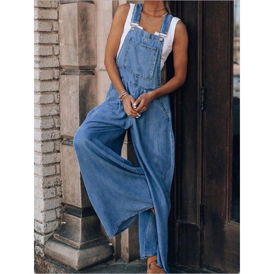 Damen Weite Denim-Latzhose im Palazzo‑Stil Shop Nory
