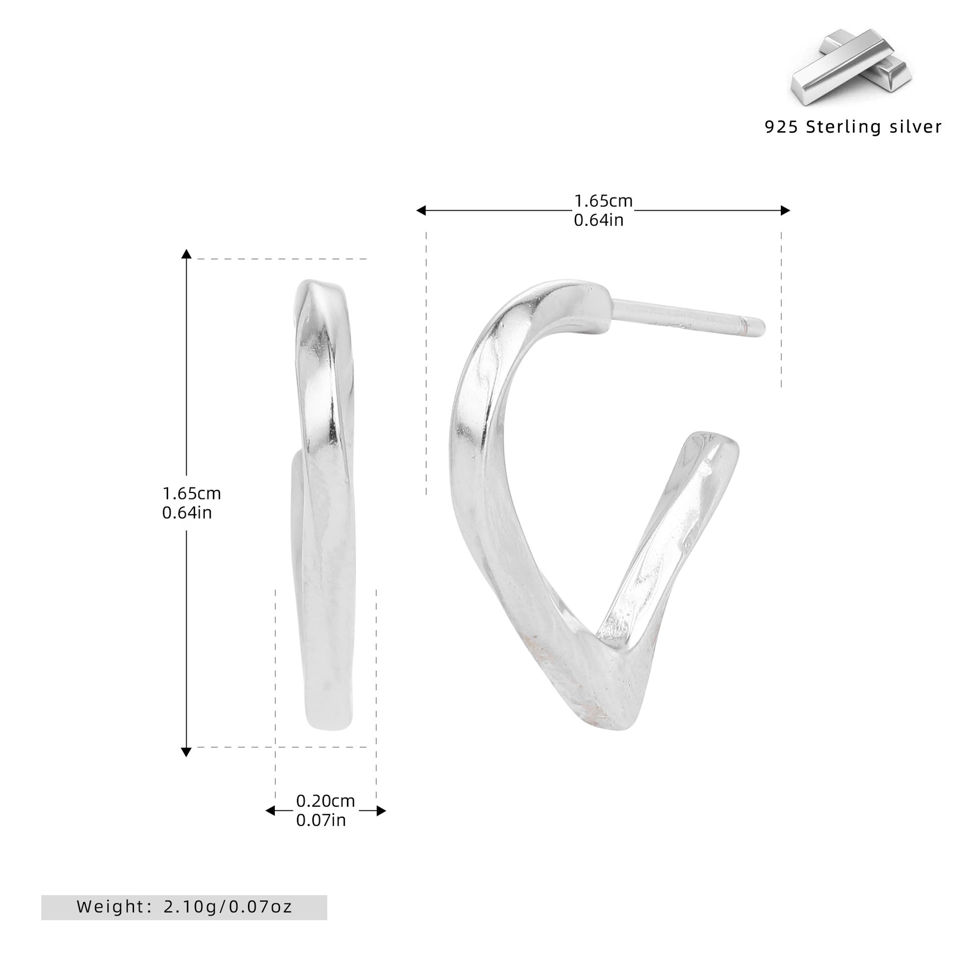 Damen Creolen mit elegantem gewellten Design aus 925 Sterling Silber Shop Nory