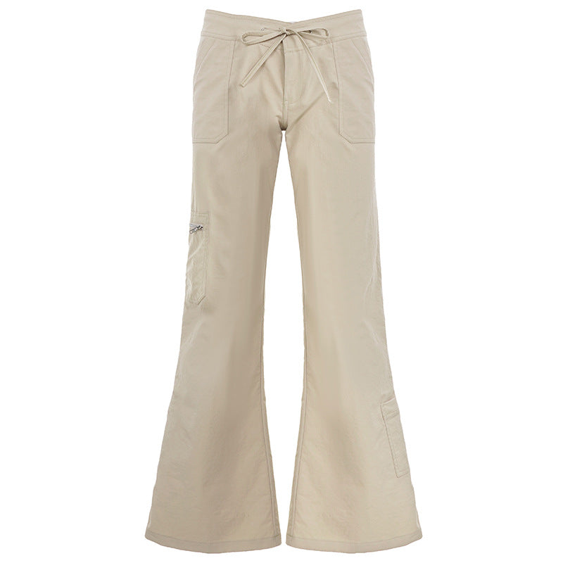 Damen nan weite Highwaist Cargo-Schlaghose mit Tunnelzug, Mehrfachtaschen und legerer Silhouette Shop Nory