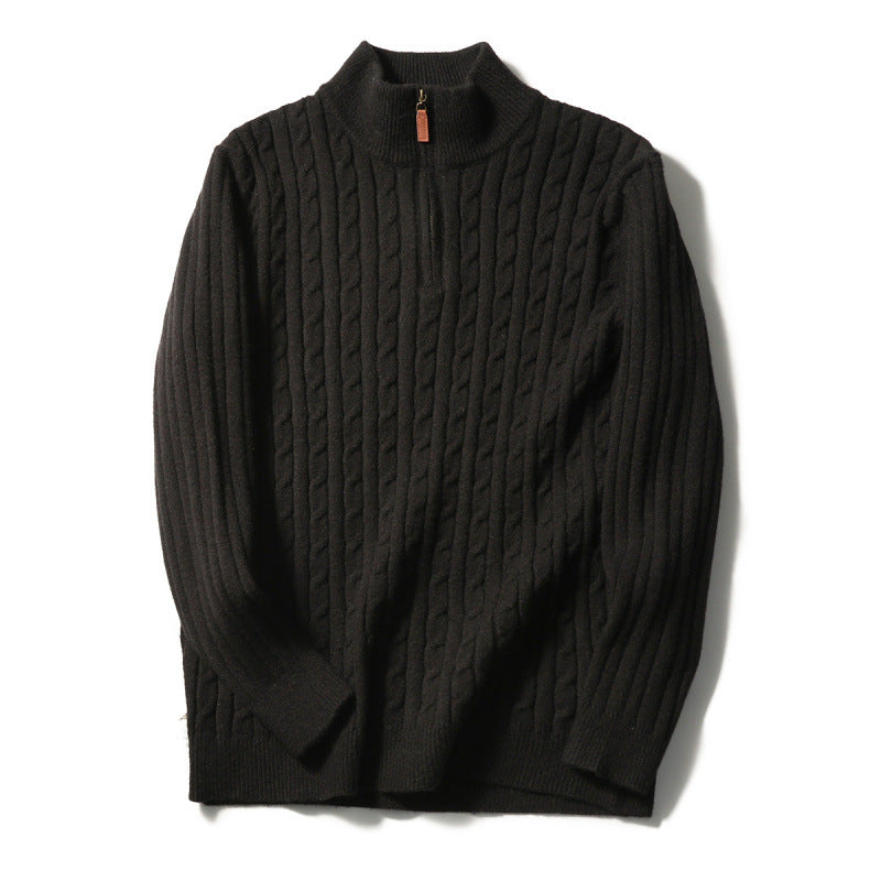 Herren Feinstrick-Pullover mit Zopfmuster und Halbzip-Stehkragen Shop Nory