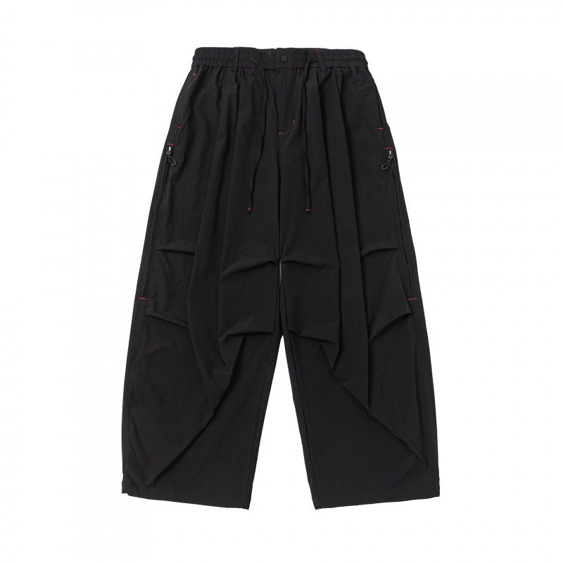 Unisex Weitgeschnittene technische Cargo-Hose mit Gummibund, Kordelzug und Reißverschlusstaschen Shop Nory