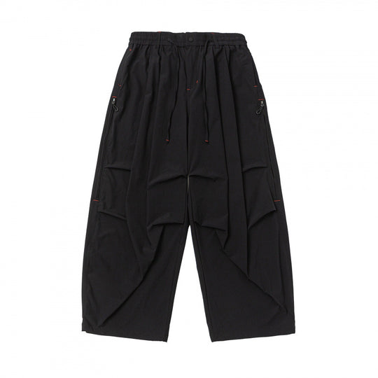 Unisex Weitgeschnittene technische Cargo-Hose mit Gummibund, Kordelzug und Reißverschlusstaschen Shop Nory