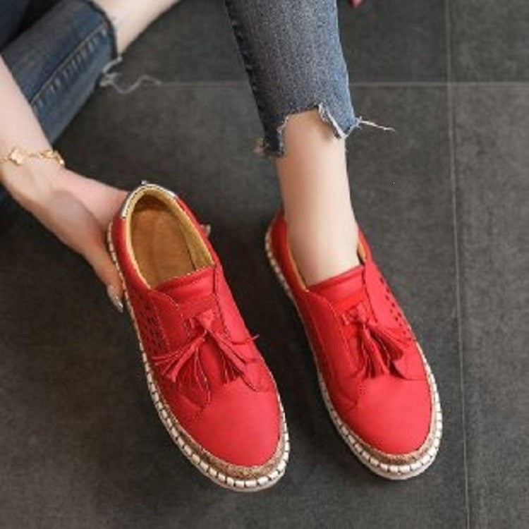 Damen Slip-On Espadrille-Loafer mit Quasten, perforiertem Obermaterial und Kork-Plateau Shop Nory