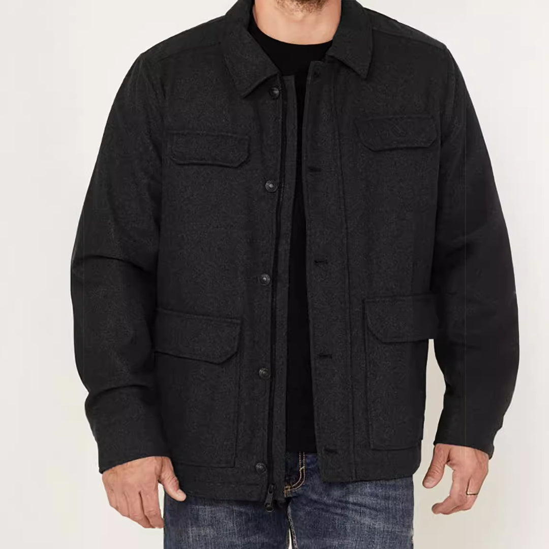 Herren Woll-Fieldjacke mit vier Pattentaschen und Hemdkragen Shop Nory