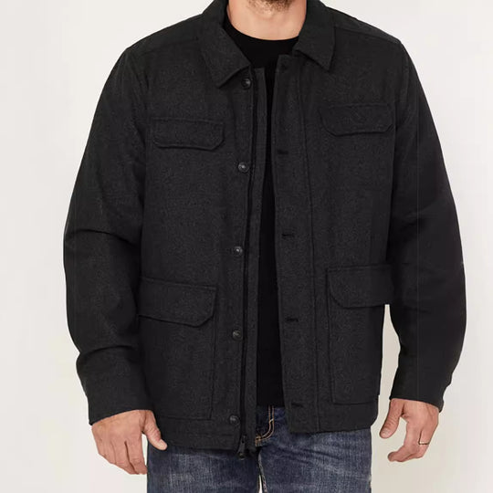 Herren Woll-Fieldjacke mit vier Pattentaschen und Hemdkragen Shop Nory