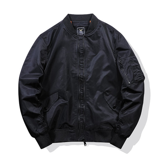 Herren Nylon-Bomberjacke im Aviator-Stil mit Ärmeltasche und gerippten Bündchen Shop Nory