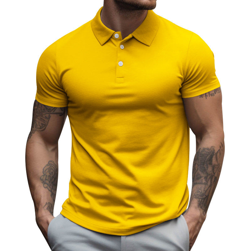 Herren nan tailliertes elastisches Piqué-Poloshirt mit klassischem Kragen