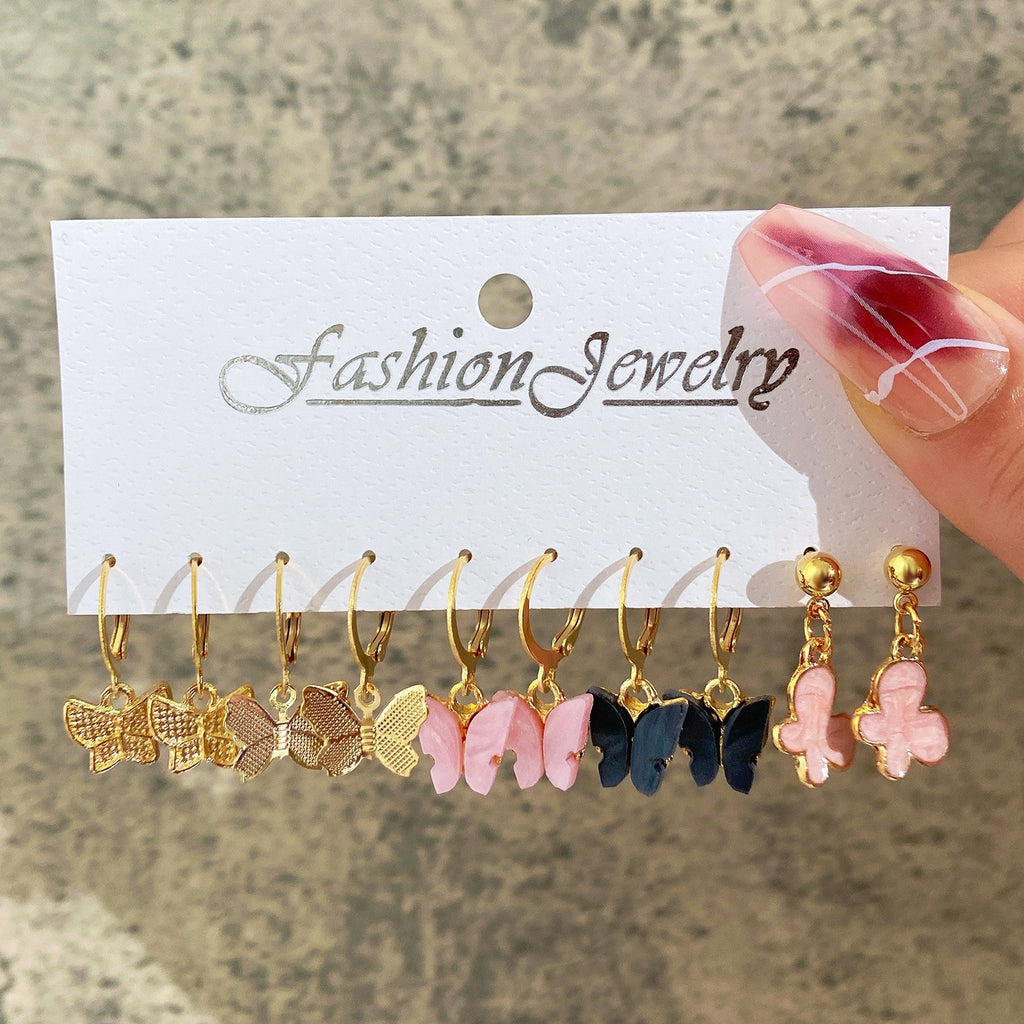 Damen Ohrstecker Set mit filigranen Schmetterlings- und Blumendesigns Shop Nory
