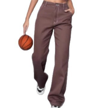 Damen Relaxed-Fit Chino-Hose mit hoher Taille und sichtbaren Kontrastnähten Shop Nory