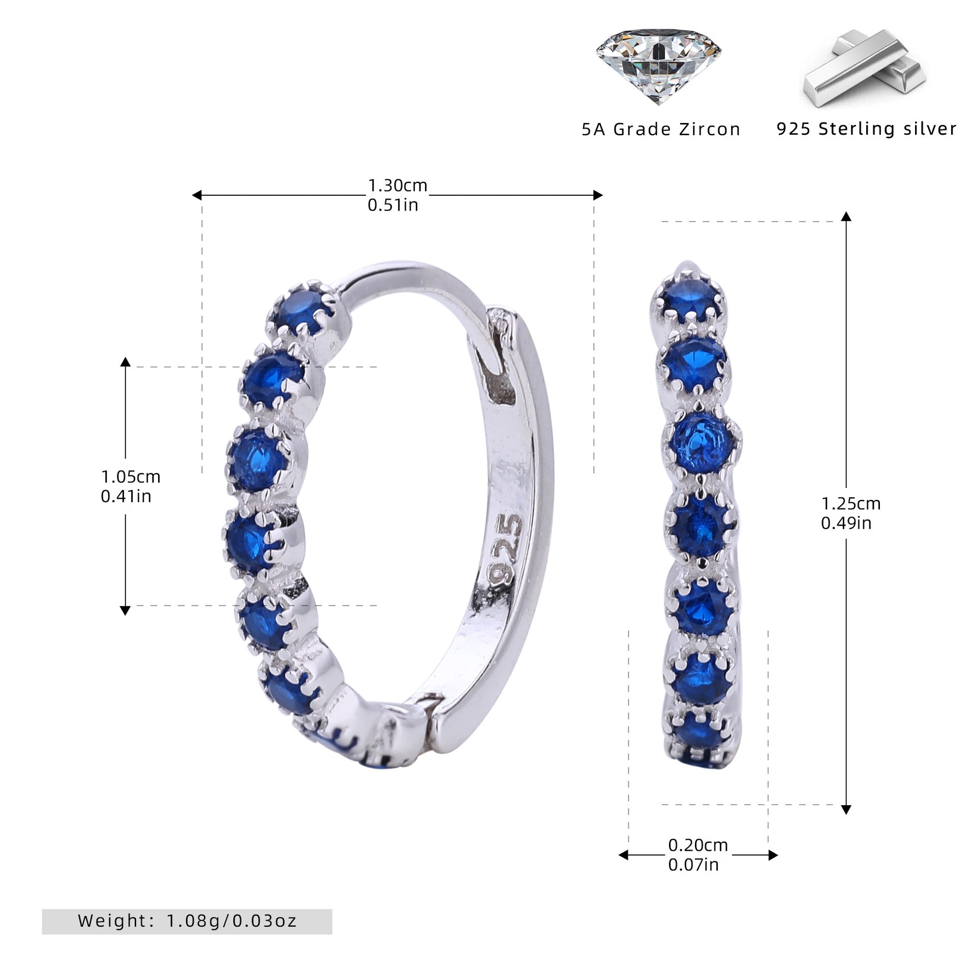 Damen Creolen mit funkelnden Zirkon-Akzenten und hochwertigem 925 Sterling Silber Shop Nory