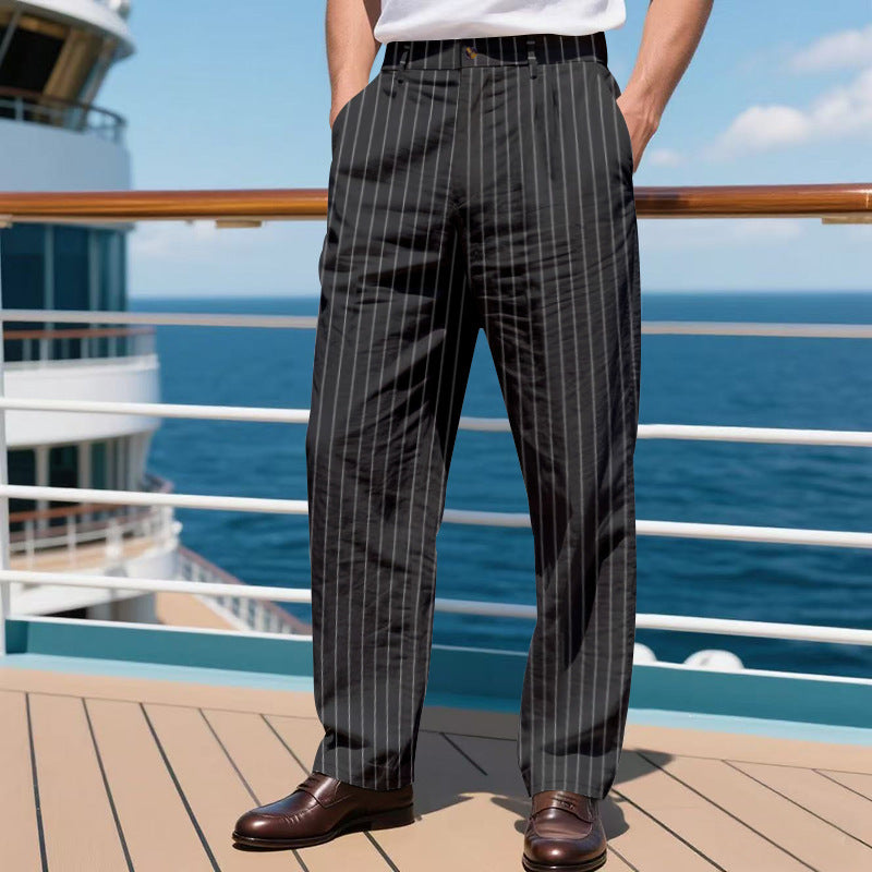 Herren elegante Anzughose mit schmalen Nadelstreifen