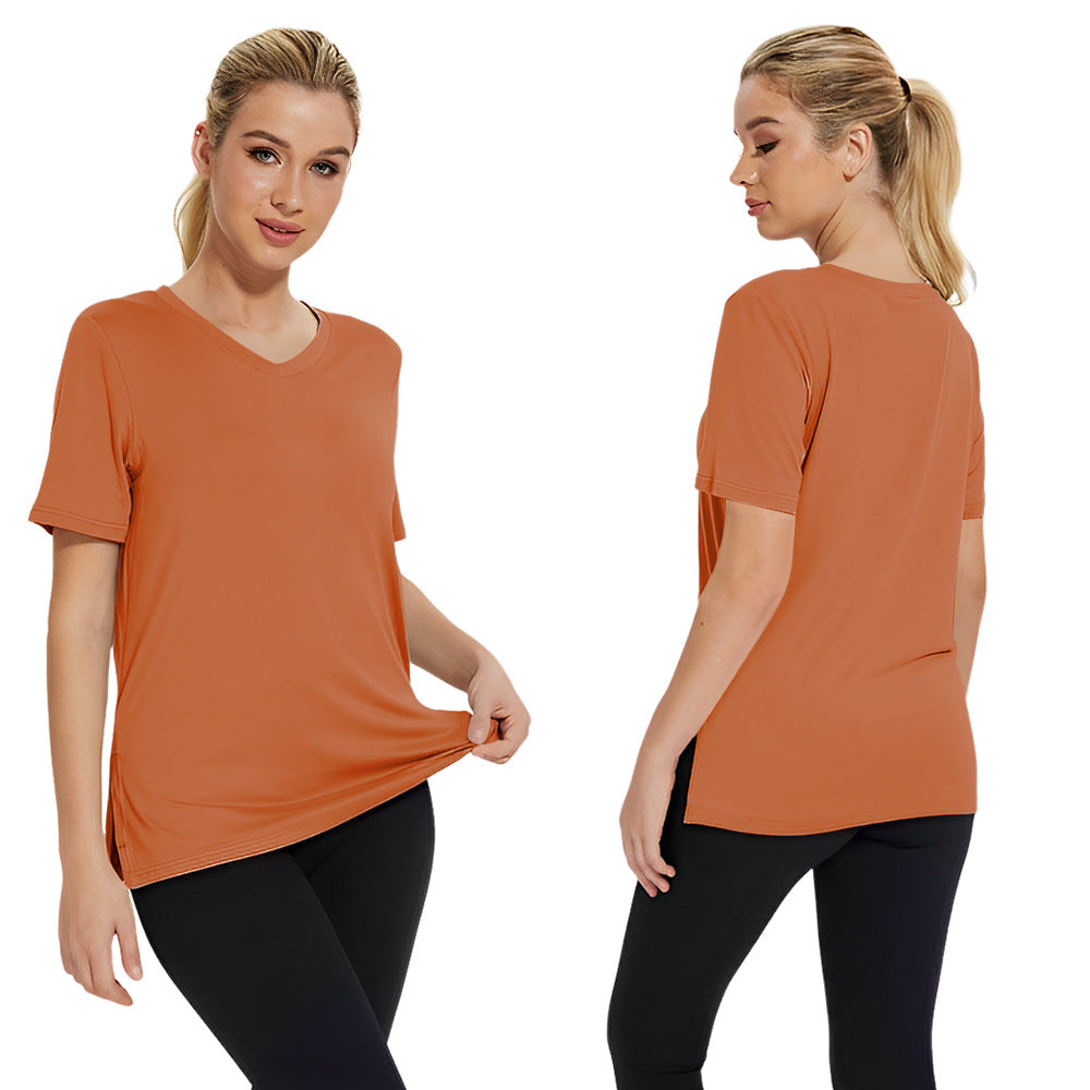 Damen Funktionales V-Ausschnitt Sportshirt mit atmungsaktiver Technologie Shopnory