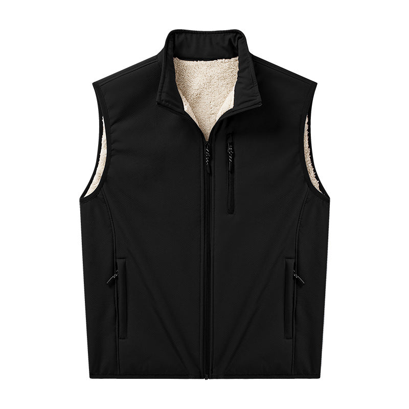 Herren Sherpa-gefütterte Softshell-Weste mit Stehkragen und Reißverschlusstaschen Shop Nory