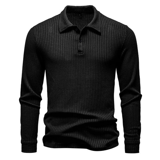Herren Waffelstrick-Poloshirt mit Halbknopfleiste und Hemdkragen Shop Nory