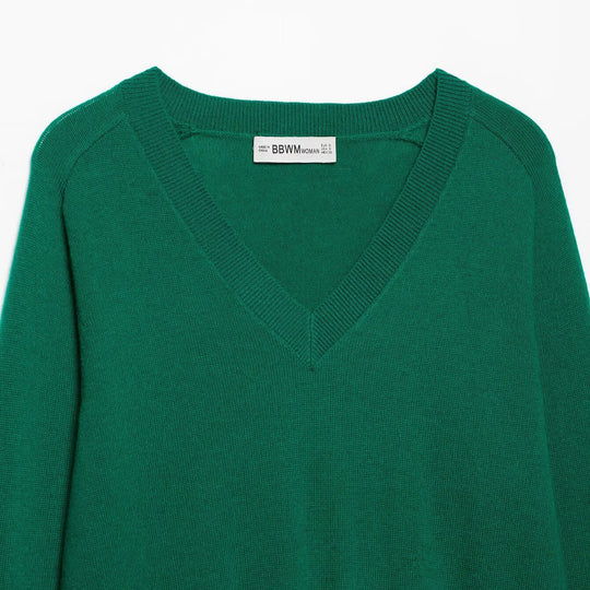 Damen Leichter V‑Ausschnitt Feinstrickpullover mit geripptem Saum Shop Nory