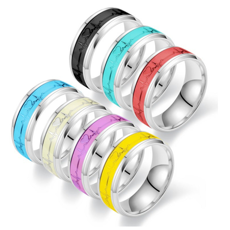 Herren Ring mit kunstvollem Herzschlag-Design und eleganter Edelstahl-Oberfläche Shop Nory