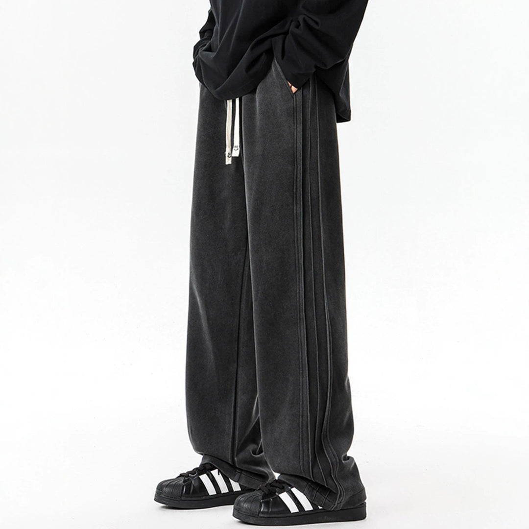 Herren weite Samt-Relaxhose mit Kordelzug und betonten Seitennähten Shop Nory