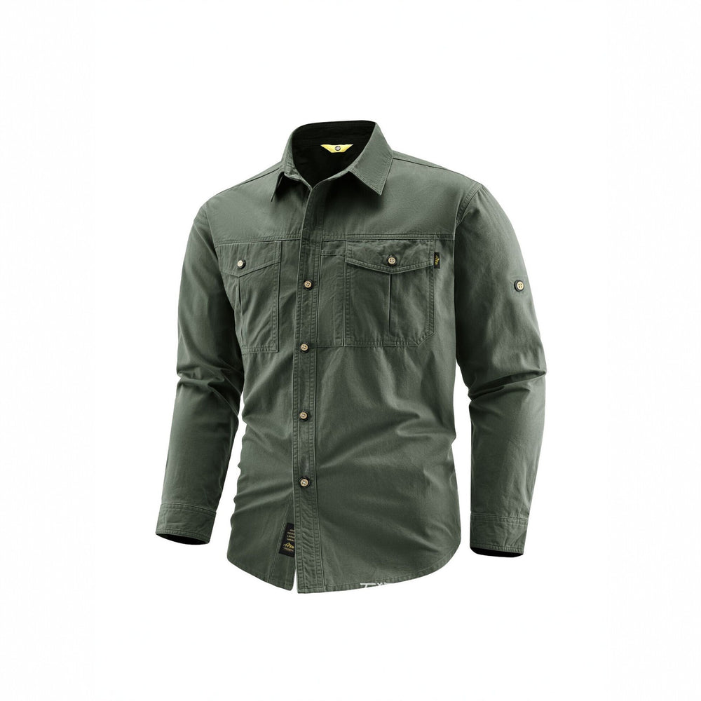 Herren Canvas-Overshirt im Field‑Style mit Brustklappen und durchgehender Knopfleiste Shop Nory
