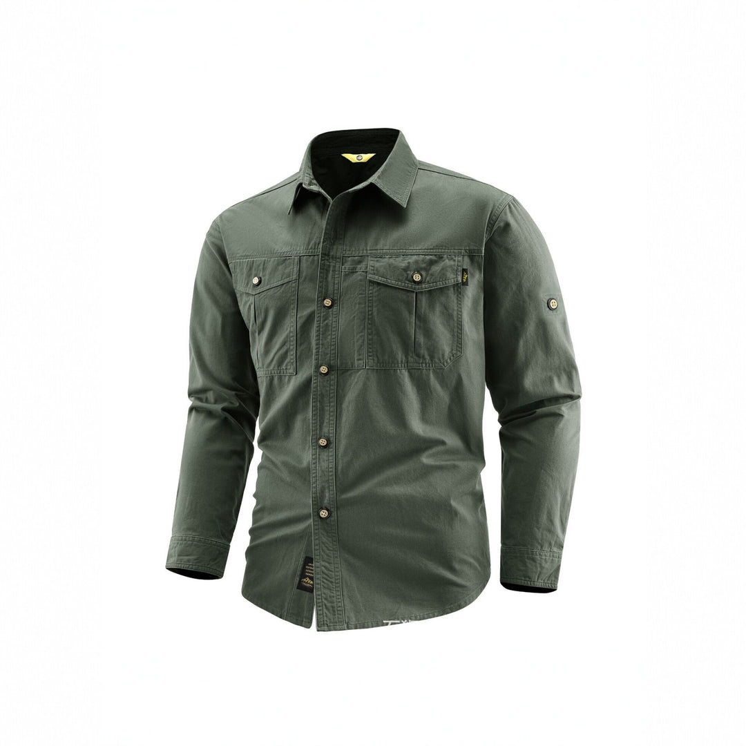 Herren Canvas-Overshirt im Field‑Style mit Brustklappen und durchgehender Knopfleiste Shop Nory