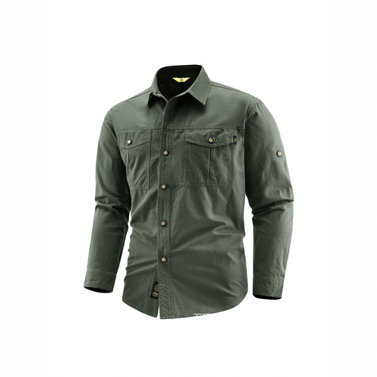 Herren Canvas-Overshirt im Field‑Style mit Brustklappen und durchgehender Knopfleiste Shop Nory