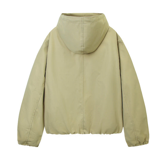 Damen Kapuzen-Bomberjacke mit gerafftem Saum und Eingrifftaschen Shop Nory