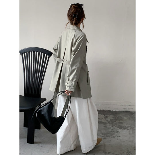 Damen Kurztrench mit weitem Schnitt, doppelreihigem Verschluss und Bindegürtel Shop Nory