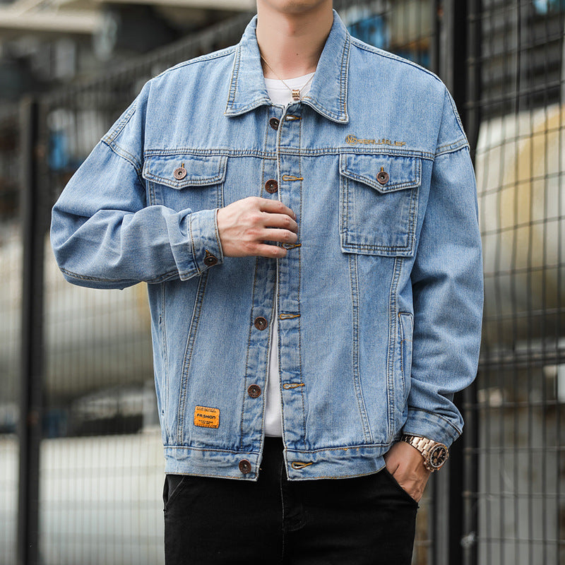 Herren Denimjacke im lässigen Stil mit funktionalen Pattentaschen und robustem Design