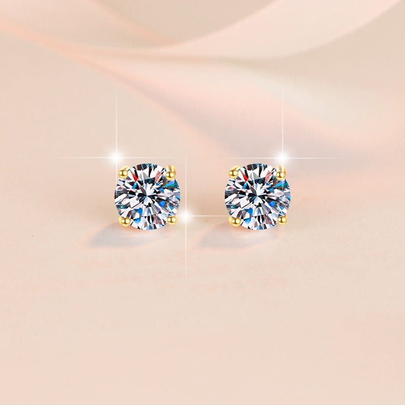 Damen Ohrringe mit funkelnden blauen Kristallen und elegantem goldenen Rahmen Shop Nory
