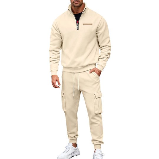 Herren Zip-Pullover- und Cargo-Jogger-Set aus weichem French-Terry Shop Nory