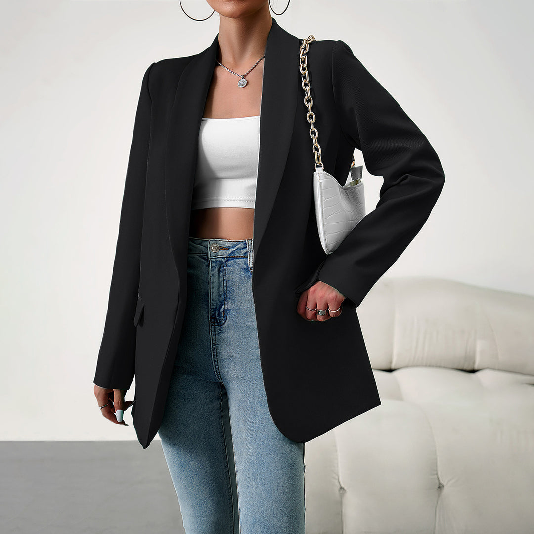 Damen nan langer Oversize-Blazer mit schmaler Reverslinie und soften Schulterpolstern Shop Nory