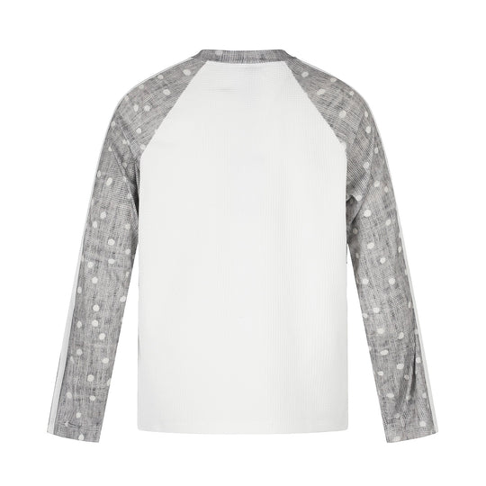 Unisex Waffelstruktur-Sweatshirt mit transparenten Kontrastärmeln, Raglan und Seitenstreifen Shop Nory