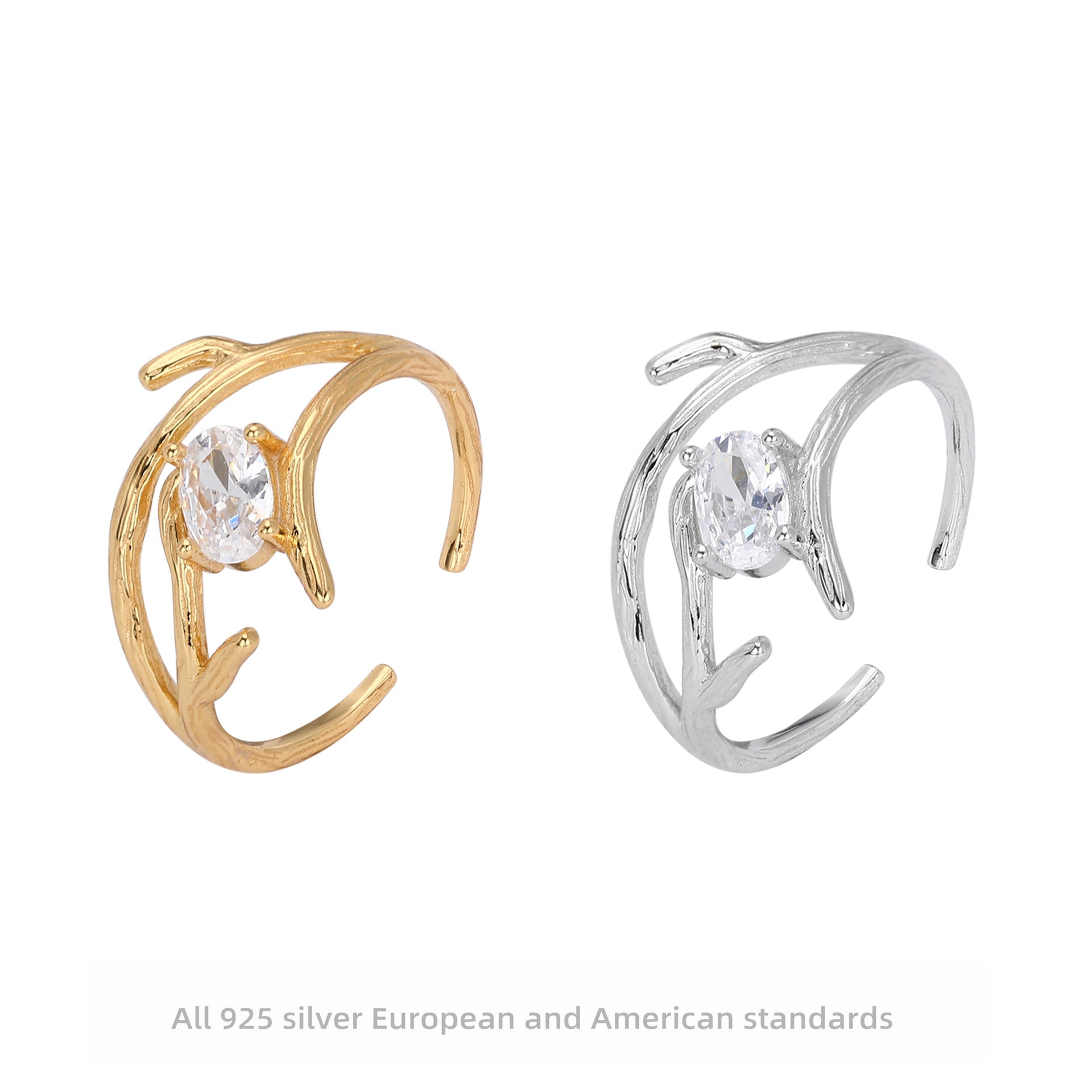 Damen Ring mit elegantem, geschwungenem Design und funkelndem Zirkon Shop Nory