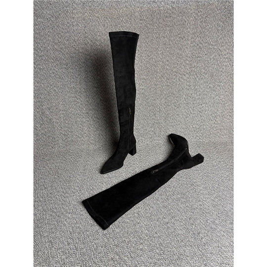 Damen Overknee‑Stiefel mit spitzer Zehenpartie, elastischem Schaft und sculpted Blockabsatz Shop Nory