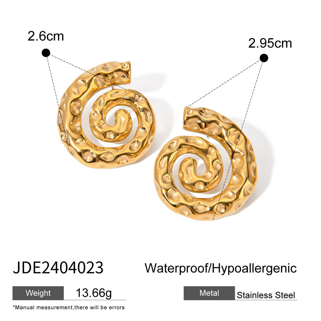 Damen Ohrhänger mit spiralisiertem Muster aus hypoallergenem Edelstahl Shop Nory