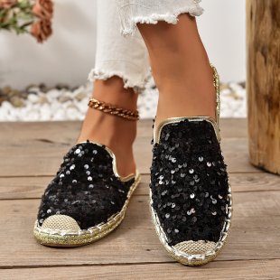 Damen Glitzernde Espadrilles mit bequemer Einlegesohle