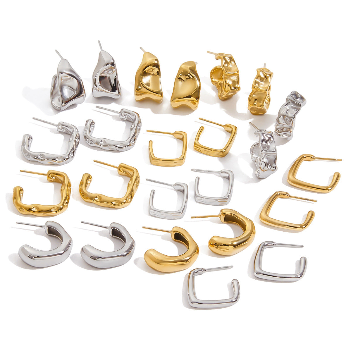 Damen Creolen mit modernem, gewelltem Design aus hypoallergenem Edelstahl Shop Nory