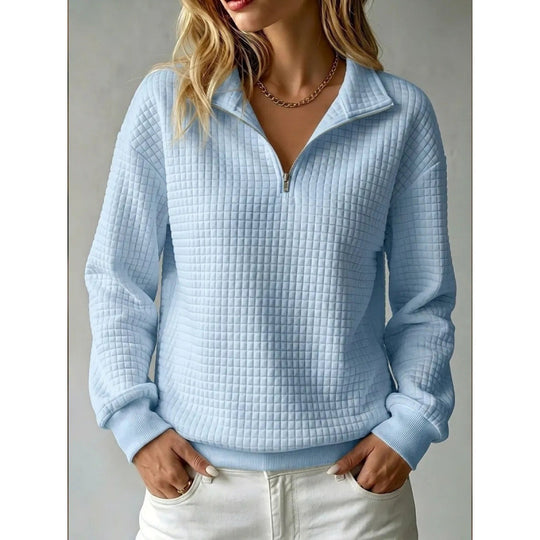 Damen Stepp-Sweatshirt mit halbem Reißverschluss und Kachelstruktur Shop Nory